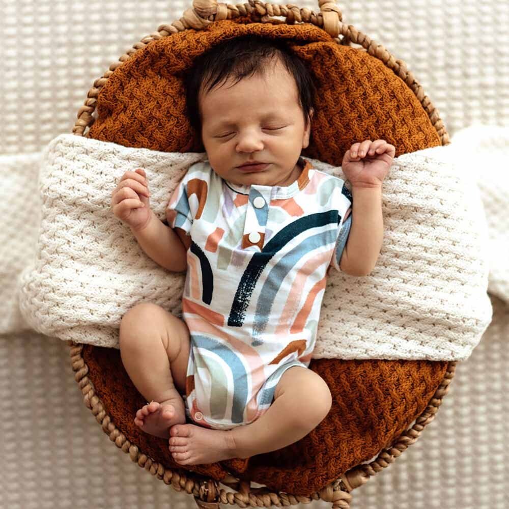 Rainbow Baby Short Sleeve Organic Baby Bodysuit Snuggle Hunny
