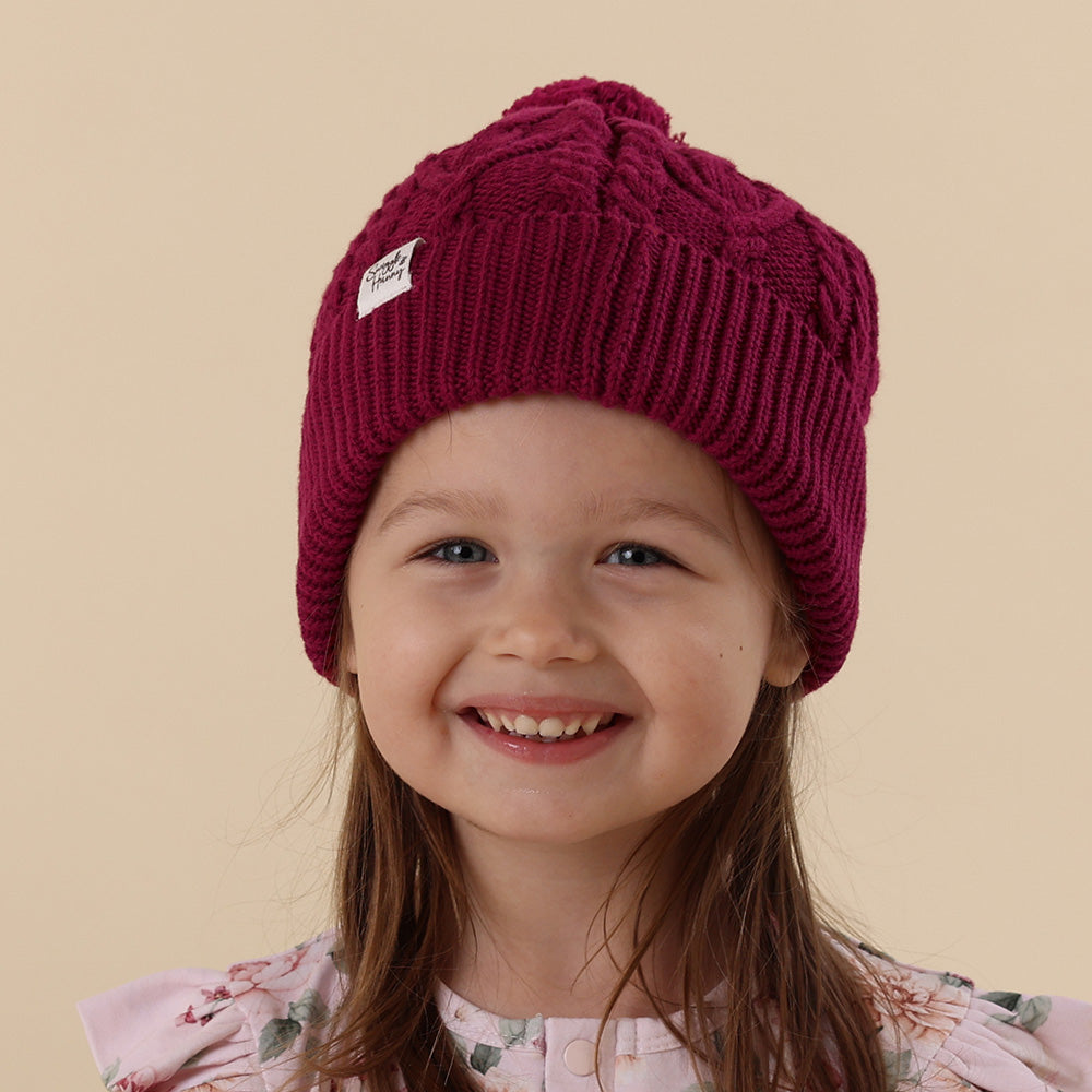 Raspberry Organic Baby Knit Beanie - View 7