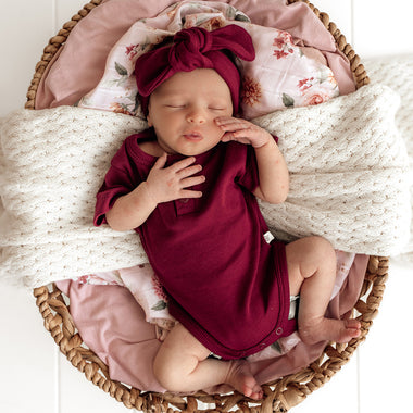 Raspberry Short Sleeve Organic Bodysuit | Snuggle Hunny