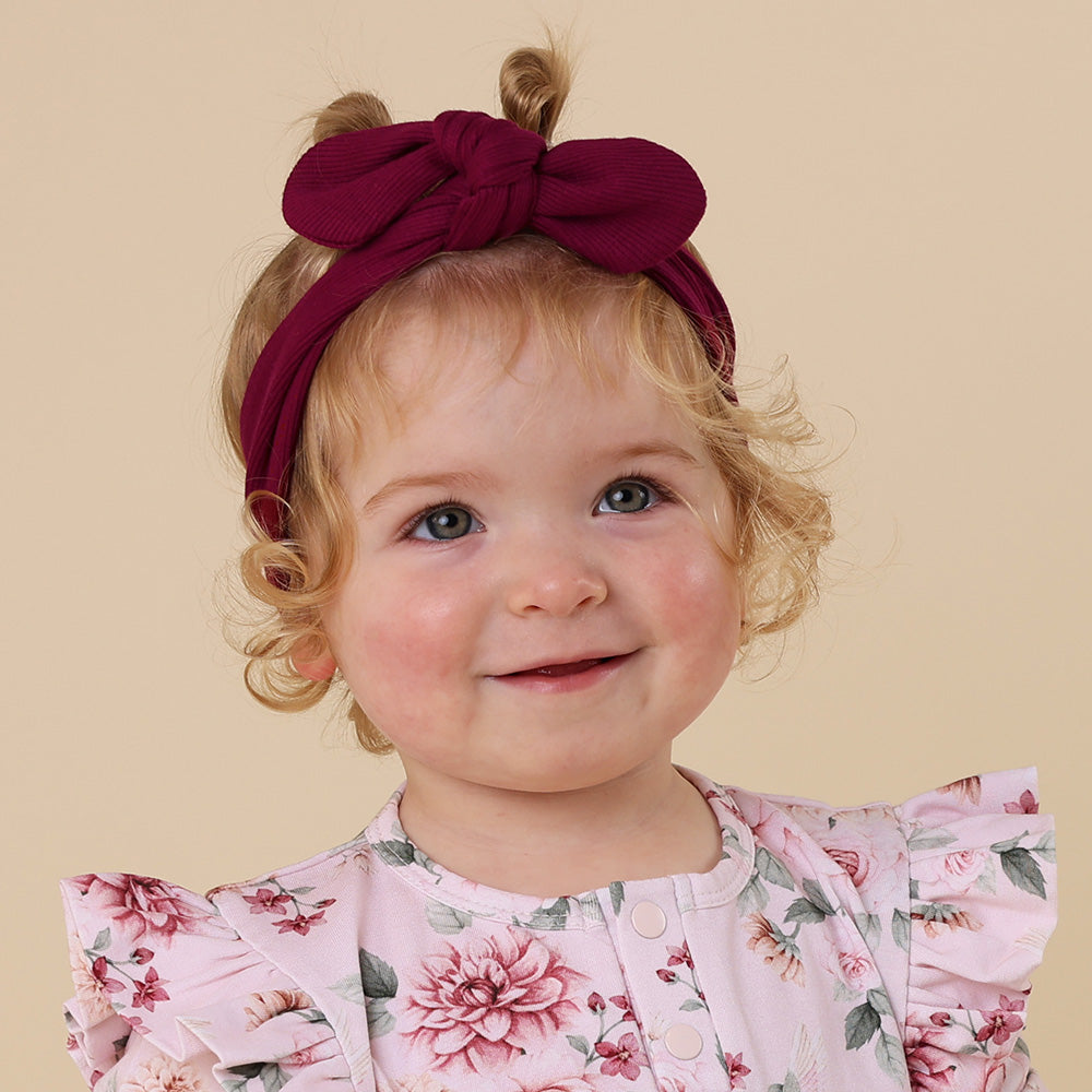 Raspberry Ribbed Organic Baby and Toddler Topknot | Snuggle Hunny