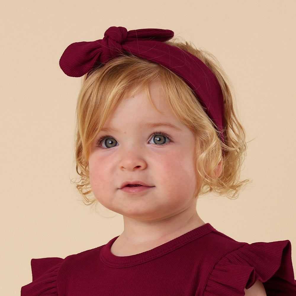 Raspberry Ribbed Organic Topknot - View 4