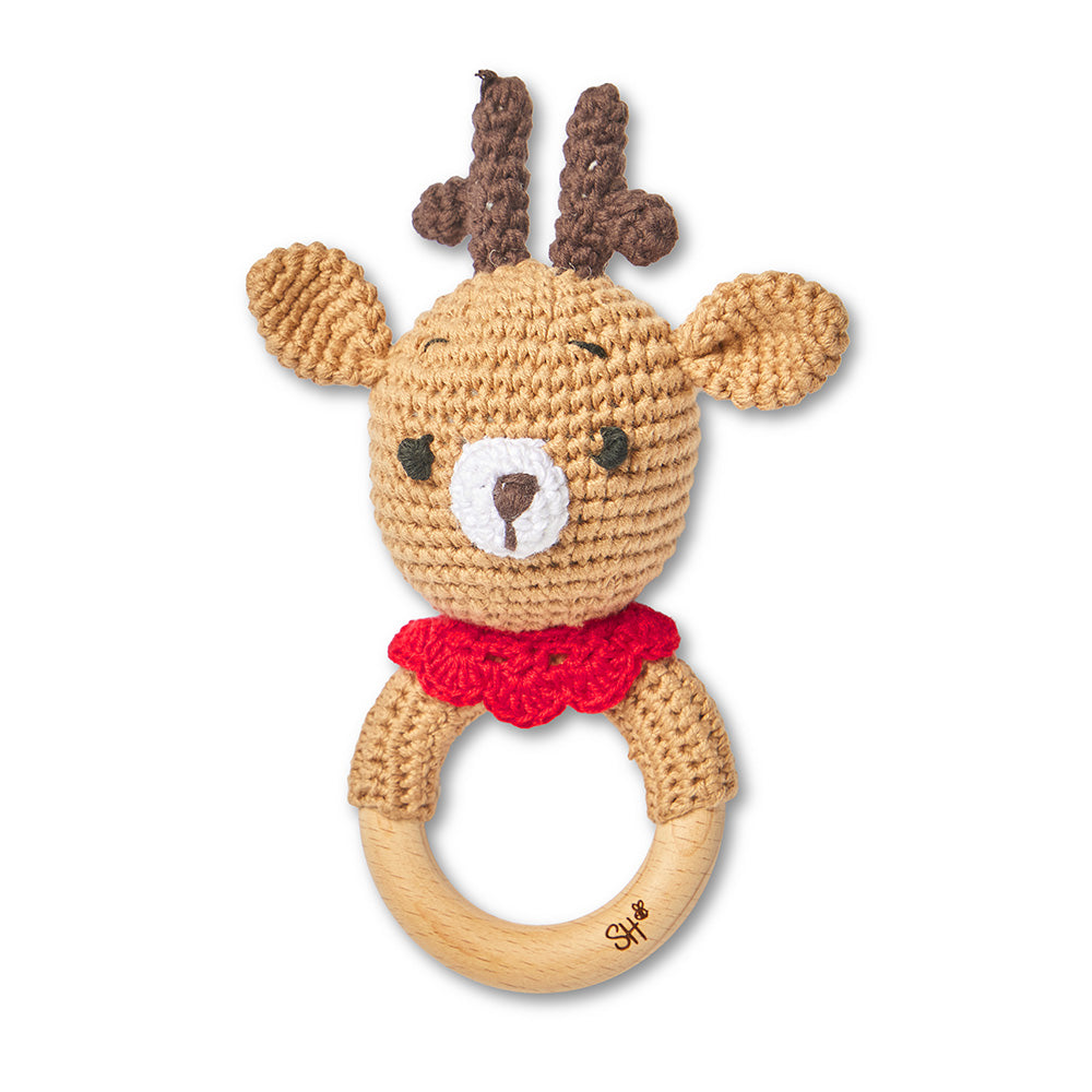 Handmade Reindeer Crochet Rattle - View 2