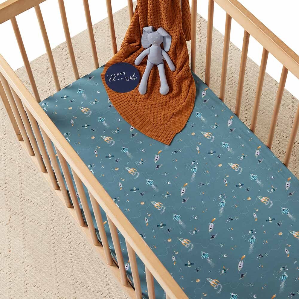 Rocket Fitted Organic Baby Cot Sheet Snuggle Hunny
