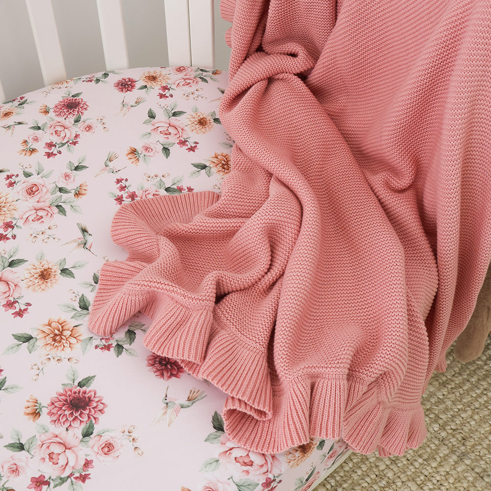 Rosa Ruffle Knit Organic Baby Blanket - View 4