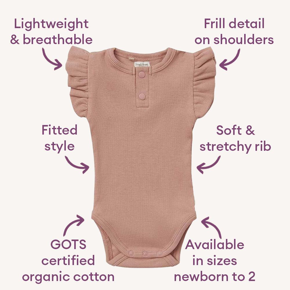 Rose Short Sleeve Organic Bodysuit - View 4
