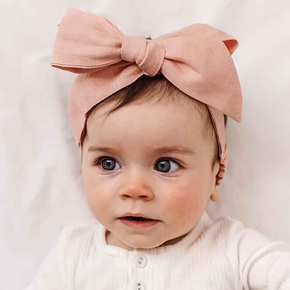 Rust Pre-Tied Linen Bow - Baby & Toddler - View 1
