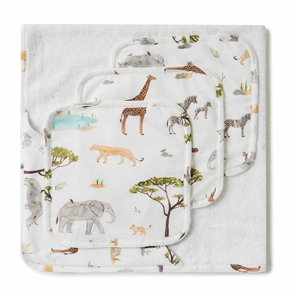 Safari Organic Baby Towel & Wash Cloth Set - View 1