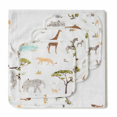 Safari Organic Baby Towel & Wash Cloth Set-Snuggle Hunny