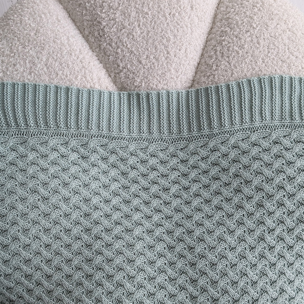 Sage Diamond Knit Organic Baby Blanket - View 6