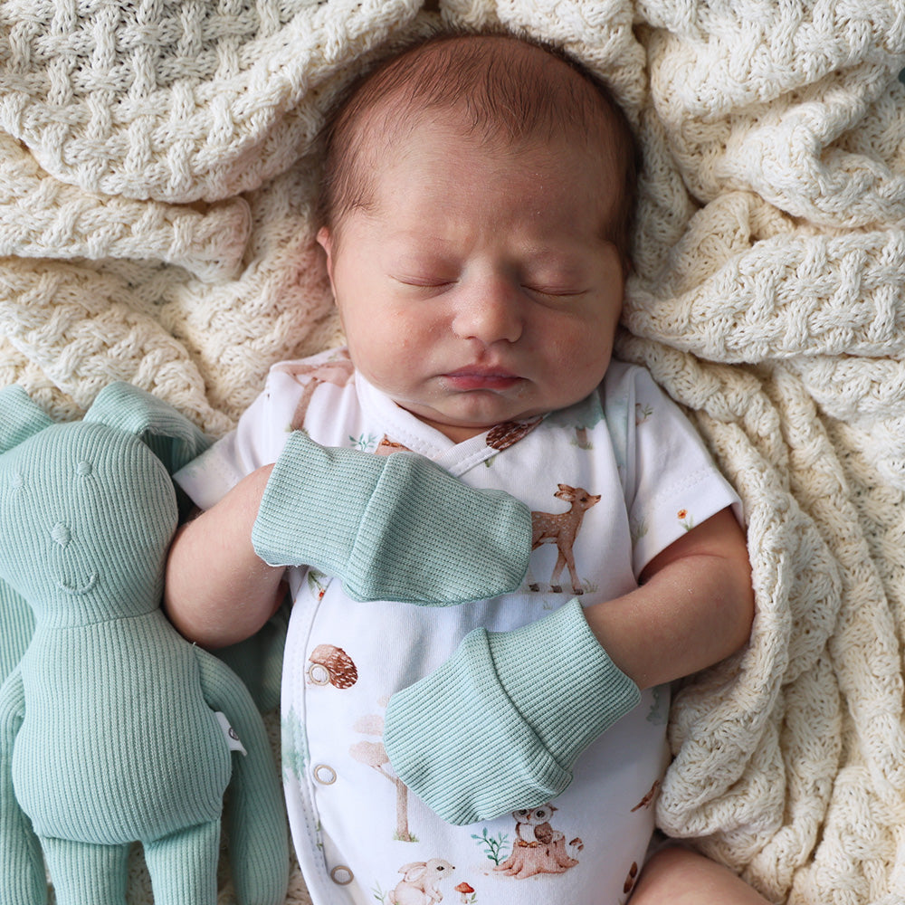 Sage Organic Cotton Rib Mittens - View 2