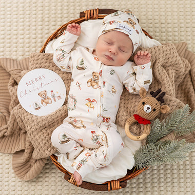 Santa's Toy Shop Organic Snugglesuit Convertible Romper | Snuggle Hunny
