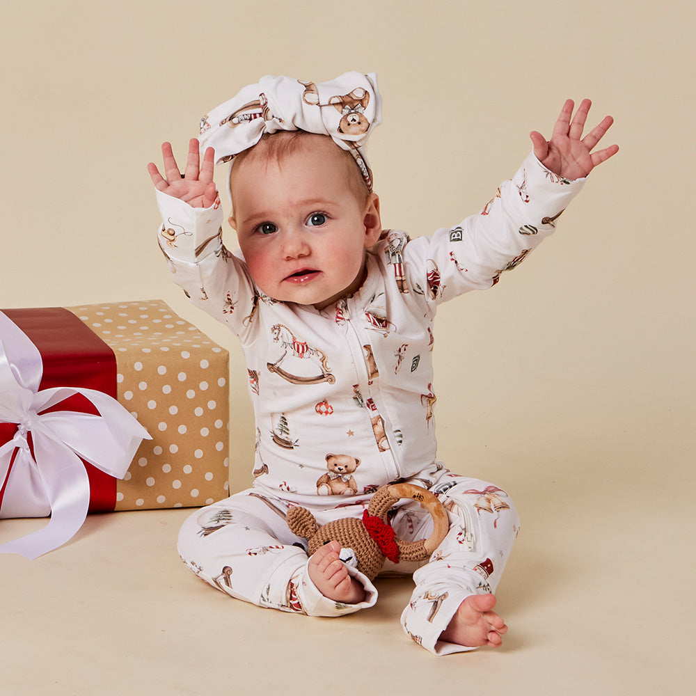 Santa's Toy Shop Organic Snugglesuit Convertible Romper - View 2
