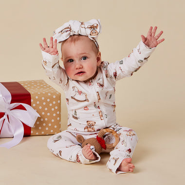 Santa's Toy Shop Organic Snugglesuit Convertible Romper | Snuggle Hunny