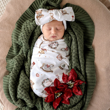Santa's Toy Shop Organic Oversized Bow | Snuggle Hunny