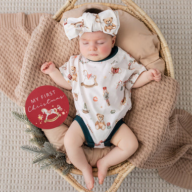 Santa's Toy Shop Organic Oversized Romper | Snuggle Hunny