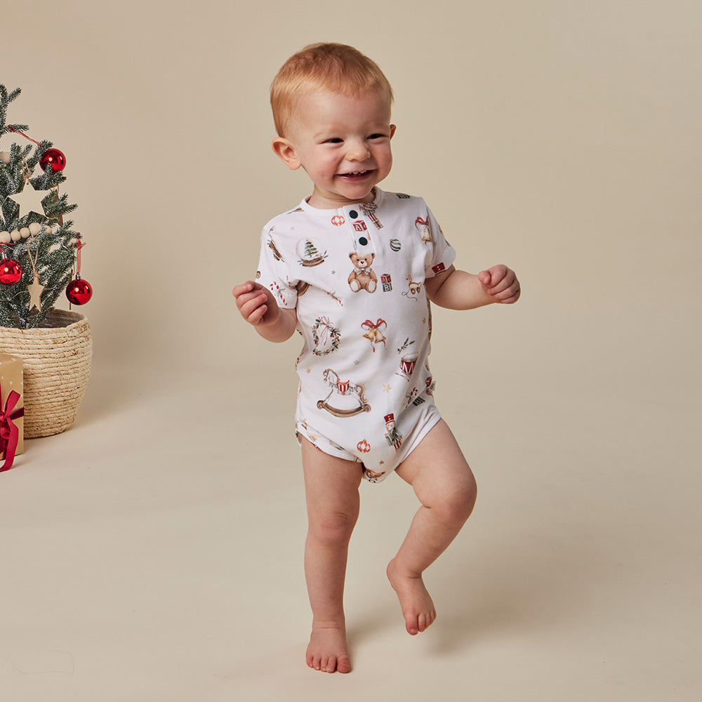 Santa's Toy Shop Short Sleeve Organic Bodysuit - View 11