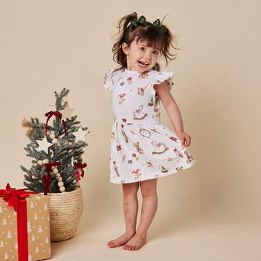 Santa's Toy Shop Short Sleeve Organic Dress | Snuggle Hunny