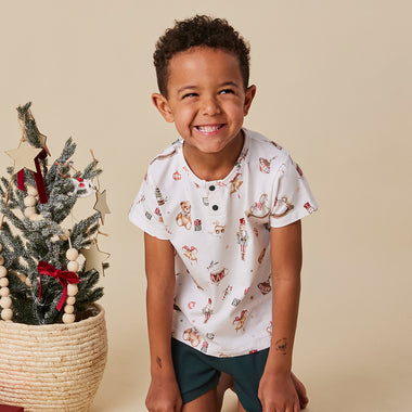 Santa's Toy Shop Organic Short Sleeve Top | Snuggle Hunny