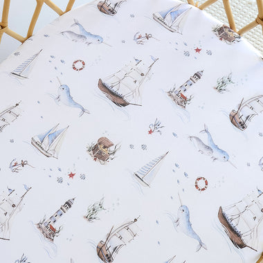 Set Sail Organic Bassinet Sheet / Change Pad Cover | Snuggle Hunny