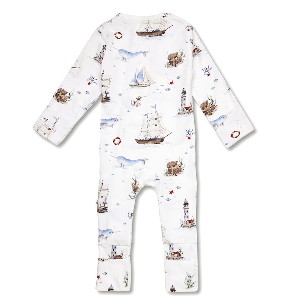 Set Sail Organic Snugglesuit Convertible Romper - View 6