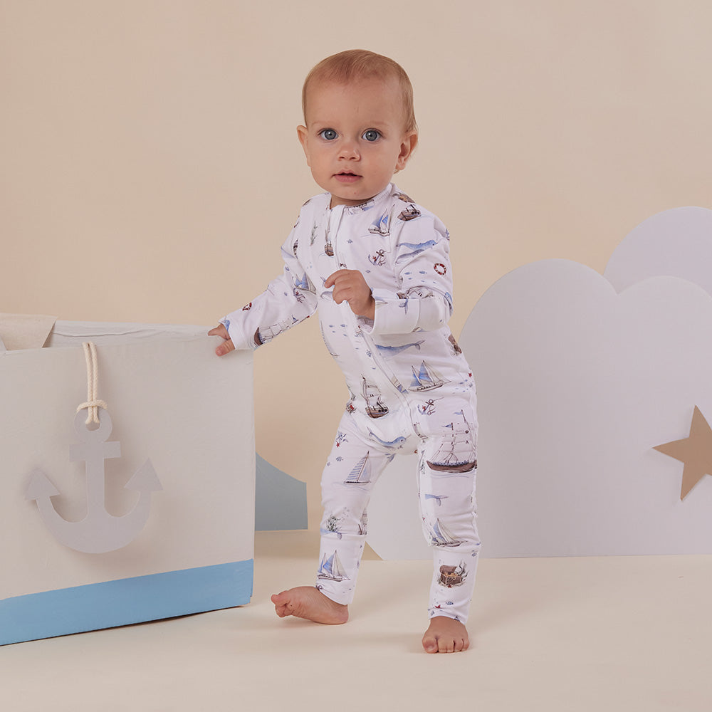 Set Sail Organic Snugglesuit Convertible Romper - View 10