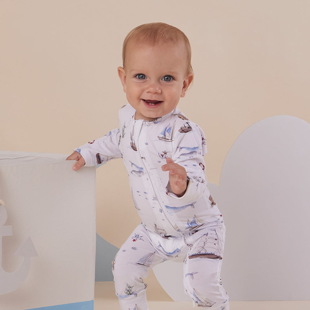Set Sail Organic Snugglesuit Convertible Romper - View 7