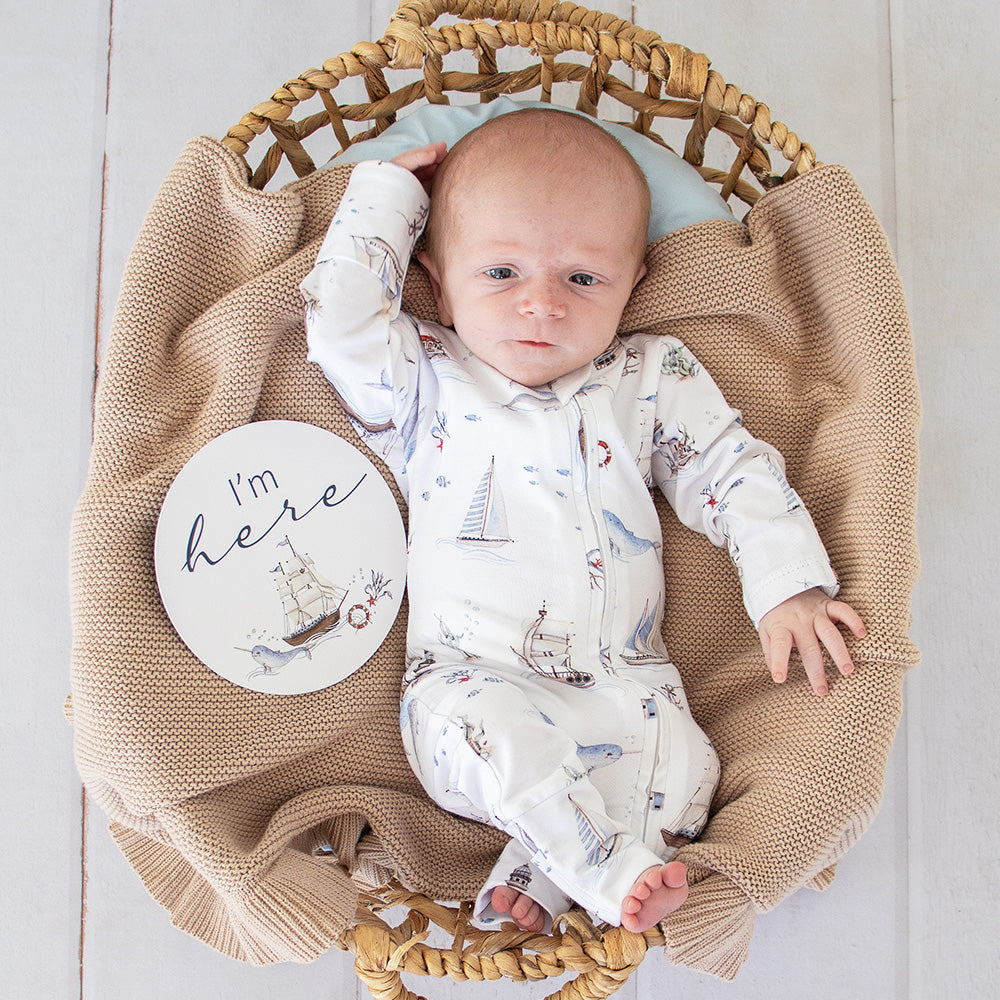 Set Sail Organic Snugglesuit Convertible Romper - View 5