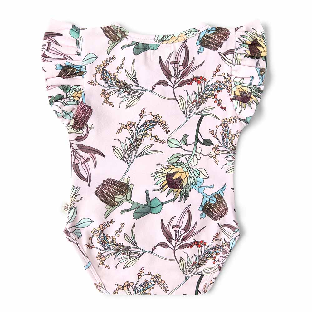 Banksia Short Sleeve Organic Bodysuit with Frill - View 4