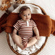 Biscuit Stripe Short Sleeve Organic Bodysuit - Thumbnail 3