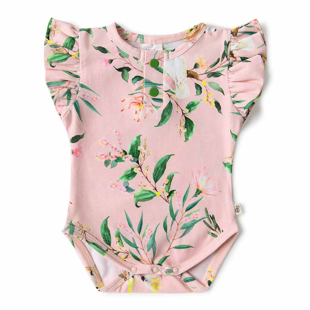 Cockatoo Short Sleeve Organic Bodysuit with Frill - View 2
