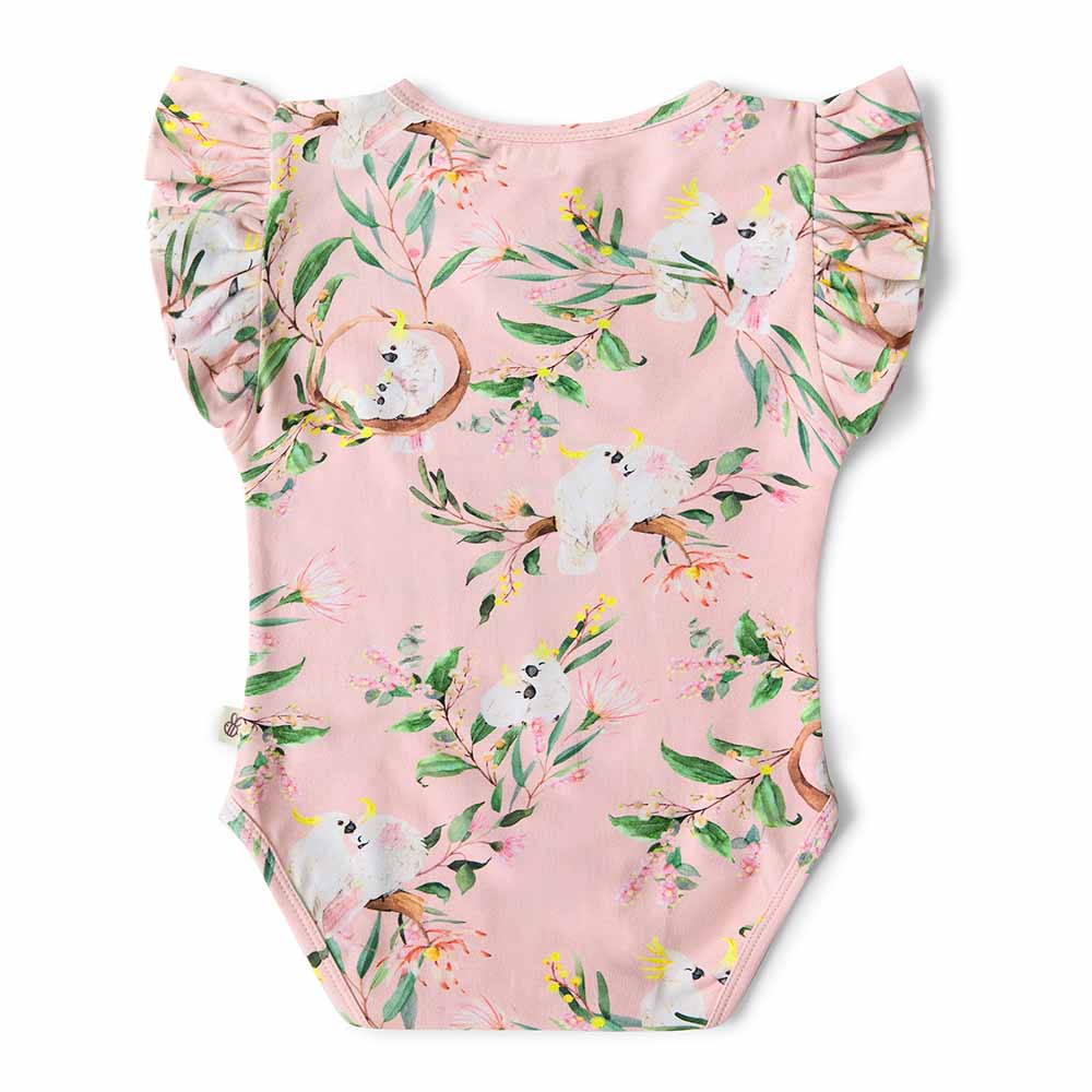Cockatoo Short Sleeve Organic Bodysuit with Frill - View 5