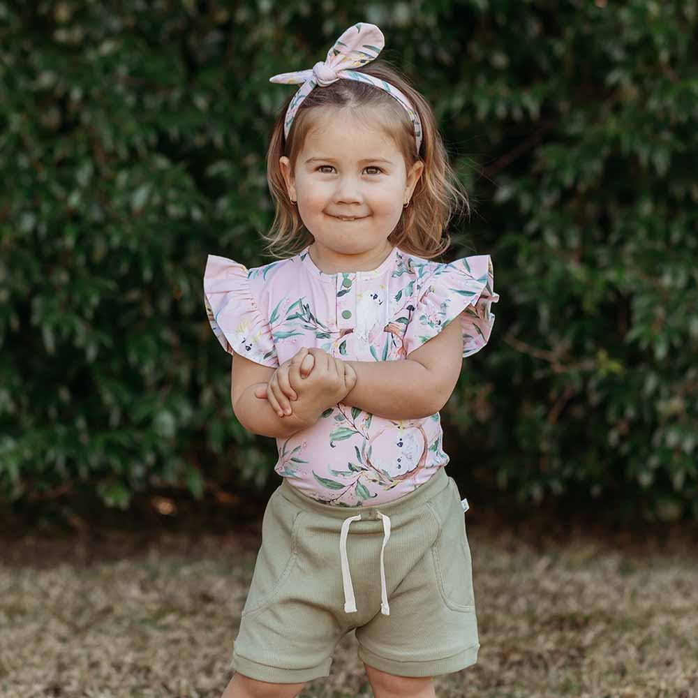 Cockatoo Short Sleeve Organic Bodysuit with Frill - View 8