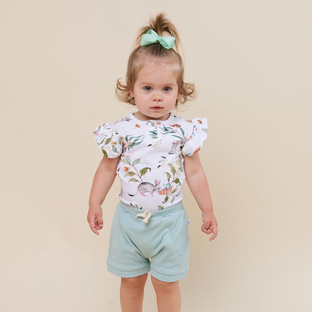 Easter Bilby Short Sleeve Organic Bodysuit with Frill - View 1