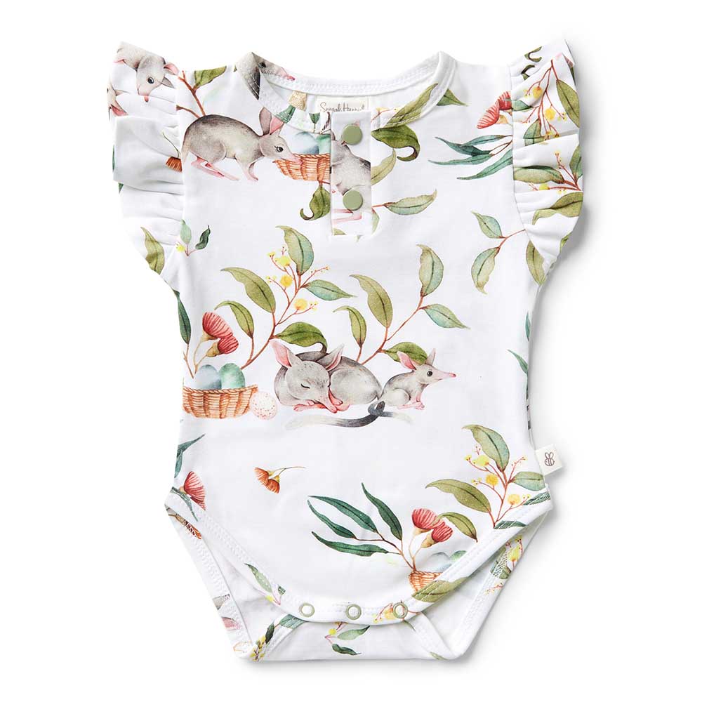 Easter Bilby Short Sleeve Organic Bodysuit with Frill - View 2