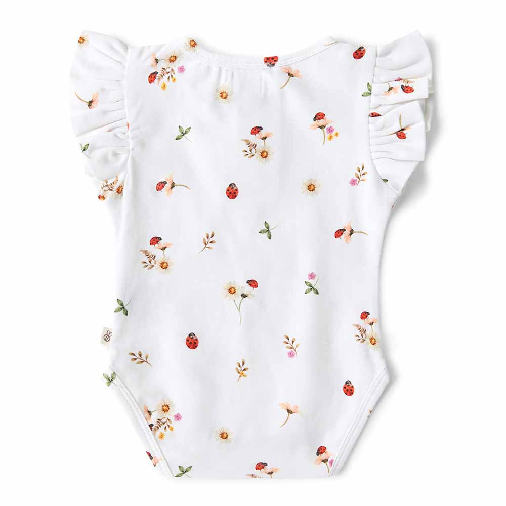 Ladybug Short Sleeve Organic Bodysuit with Frill | Snuggle Hunny