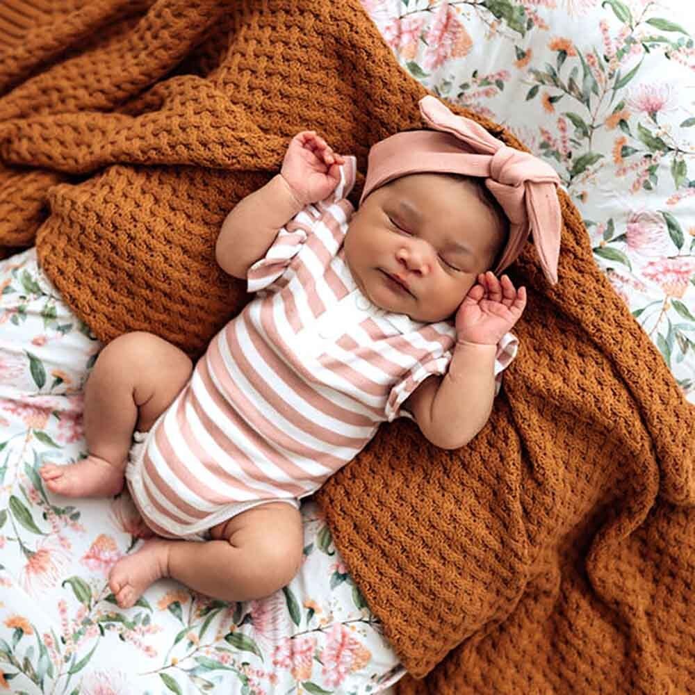 Rose Milk Stripe Short Sleeve Organic Baby Bodysuit