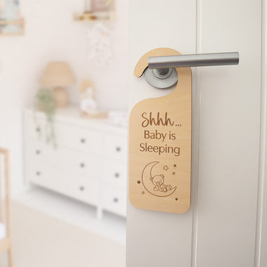 Sleeping Baby Wooden Door Hanger | Snuggle Hunny