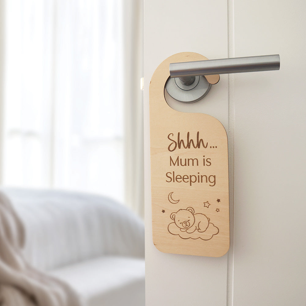 Sleeping Baby Wooden Door Hanger - View 2