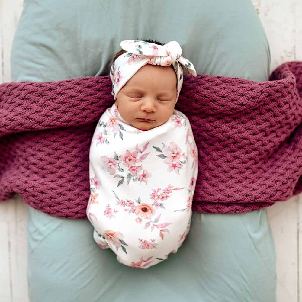 Camille Organic Baby Swaddle & Topknot For Girls Snuggle Hunny