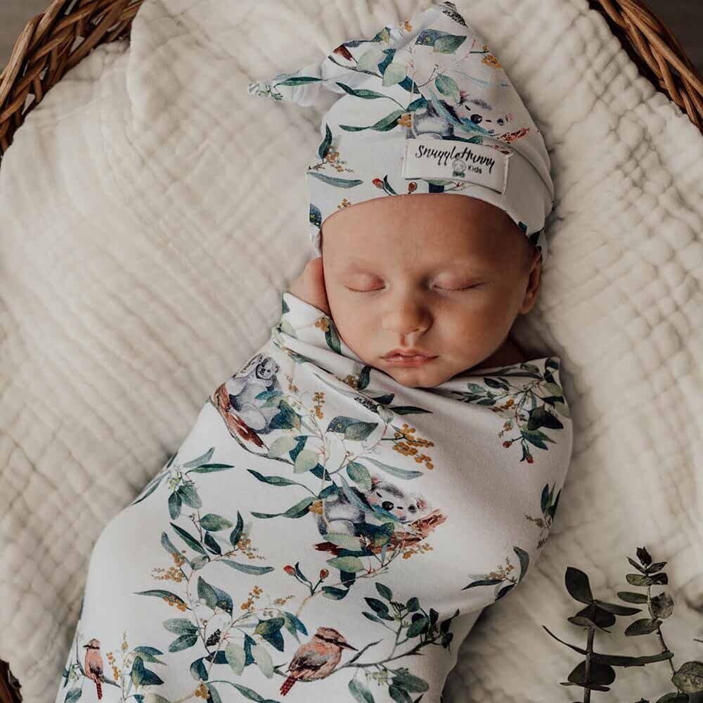 Eucalypt Organic Baby Swaddle & Beanie For Girls and Boys | Snuggle Hunny