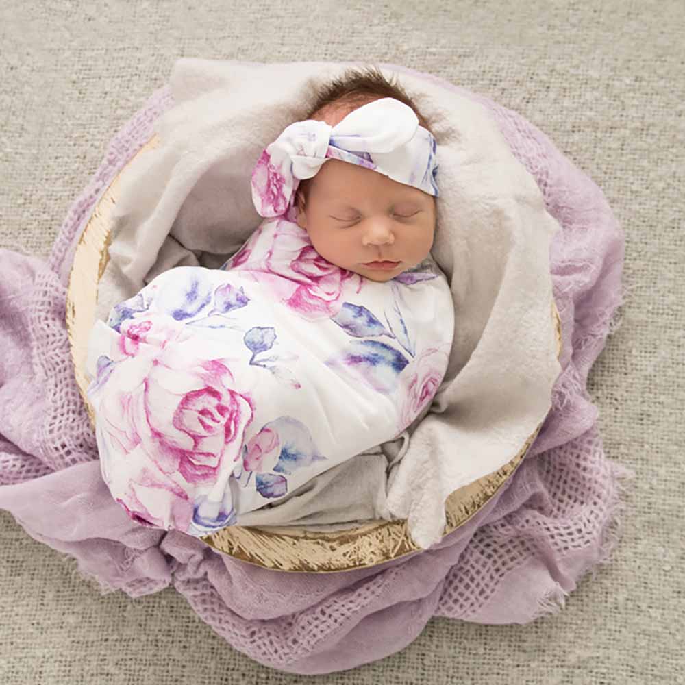 Lilac Skies Snuggle Swaddle Birth Announcement Set-Snuggle Hunny