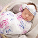 Lilac Skies Organic Snuggle Swaddle & Topknot Set - Thumbnail 4