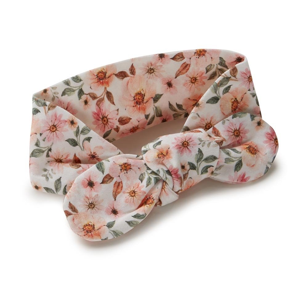 Spring Floral Organic Snuggle Swaddle & Topknot Set - View 7