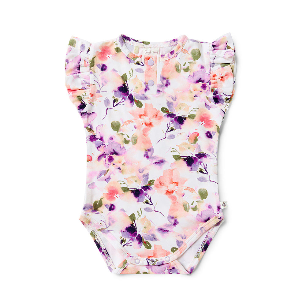 Blushing Beauty Short Sleeve Organic Bodysuit with Frill - View 2