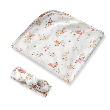 Butterfly Organic Jersey Wrap & Topknot Set | Snuggle Hunny
