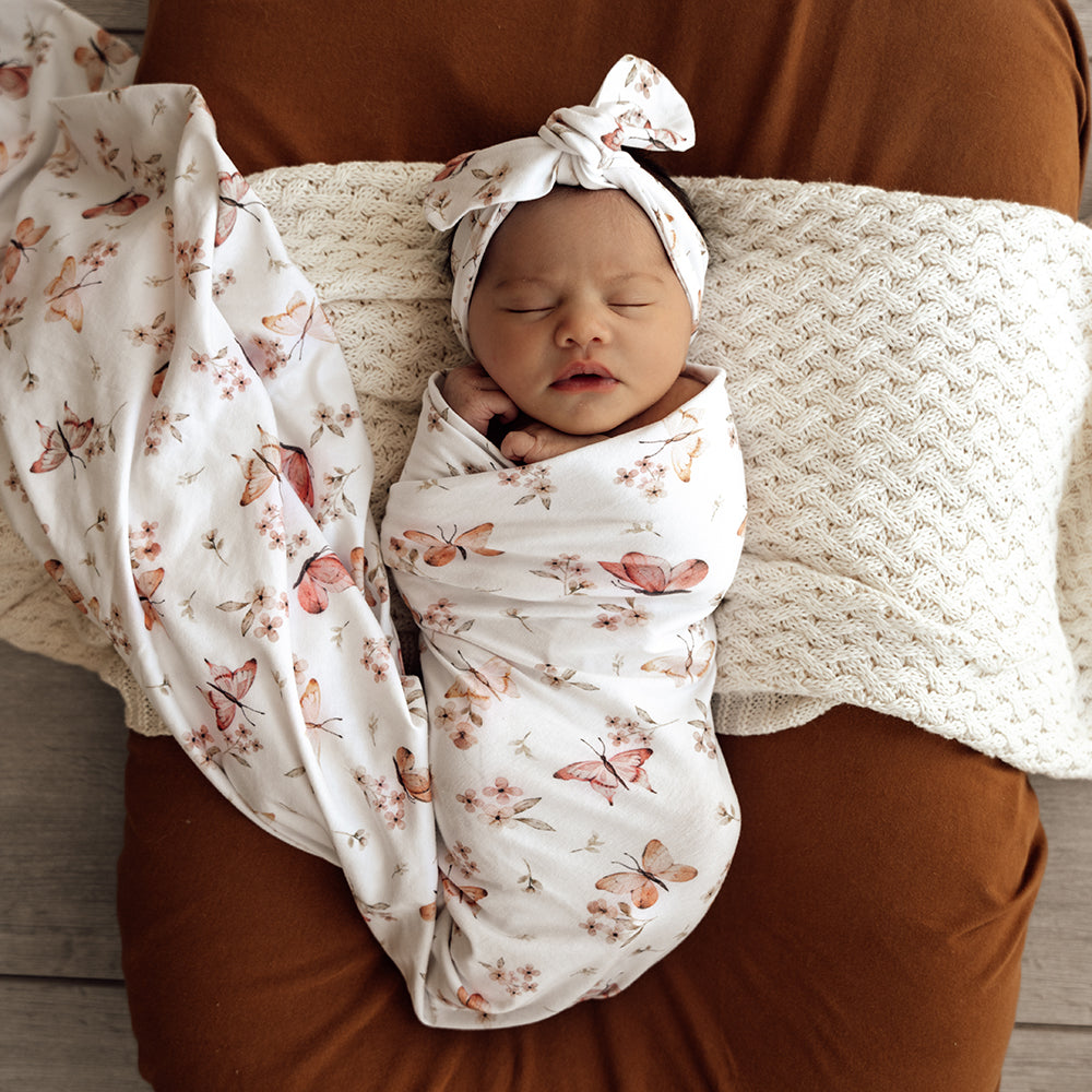 Snuggle Hunny Meadow Organic Jersey Wrap & Topknot Set