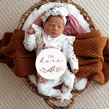 Butterfly & Pink Sand Reversible Milestone Cards | Snuggle Hunny
