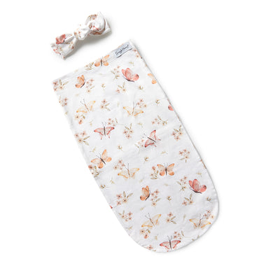 Butterfly Organic Snuggle Swaddle & Topknot Set | Snuggle Hunny