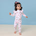 Toddler wearing Camille Organic Snugglesuit Convertible Romper with Frill | Snuggle Hunny
