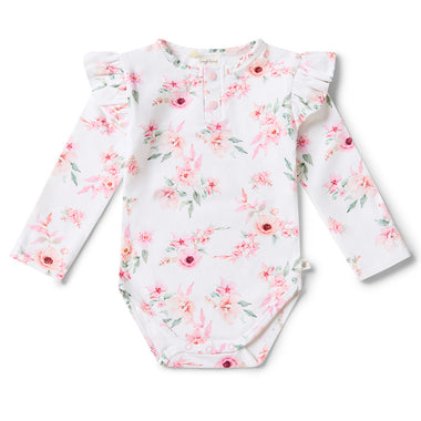 Camille Long Sleeve Organic Bodysuit with Frill | Snuggle Hunny
